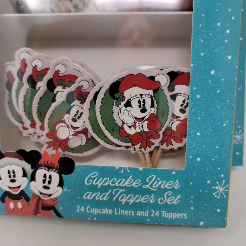 New! Disney Mickey Mouse Christmas Cupcake Liners & Toppers Set - 3 Packages